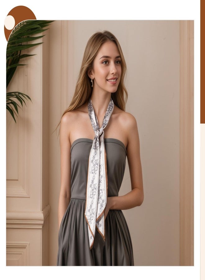 وشاح Seawhisper للحقائب اليدوية، وشاح غربي رفيع من حرير الساتان، وشاح للشعر والرأس والرقبة للنساء، لون بني، فاخر، خفيف الوزن، إكسسوارات أنيقة - Image 5